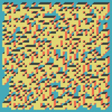 Edward Zajecs 2. Cubo 'nun 1971' deki uygulaması. Esasen 8 taştan oluşan bir Truchet fayans seti ve yerleştirme sanatı illüstrasyonu için kurallar 