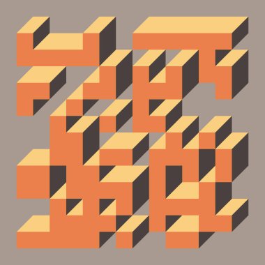 Edward Zajecs 2. Cubo 'nun 1971' deki uygulaması. Esasen 8 taştan oluşan bir Truchet fayans seti ve yerleştirme sanatı illüstrasyonu için kurallar 