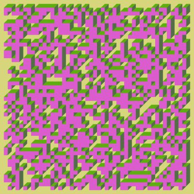 Edward Zajecs 2. Cubo 'nun 1971' deki uygulaması. Esasen 8 taştan oluşan bir Truchet fayans seti ve yerleştirme sanatı illüstrasyonu için kurallar  