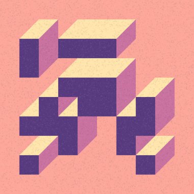 Edward Zajecs 2. Cubo 'nun 1971' deki uygulaması. Esasen 8 taştan oluşan bir Truchet fayans seti ve yerleştirme sanatı illüstrasyonu için kurallar 