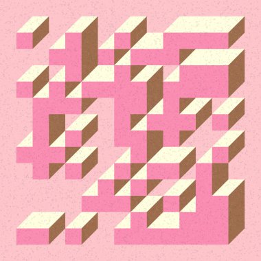 Edward Zajecs 2. Cubo 'nun 1971' deki uygulaması. Esasen 8 taştan oluşan bir Truchet fayans seti ve yerleştirme sanatı illüstrasyonu için kurallar 