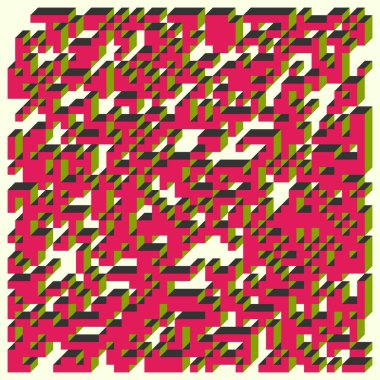 Edward Zajecs 2. Cubo 'nun 1971' deki uygulaması. Esasen 8 taştan oluşan bir Truchet fayans seti ve yerleştirme sanatı illüstrasyonu için kurallar 