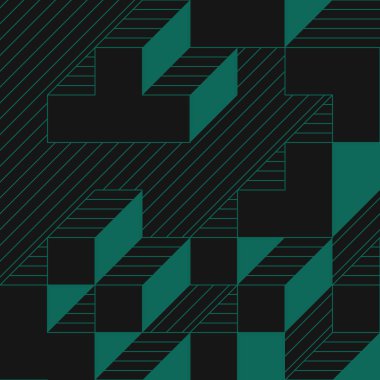 Edward Zajecs 2. Cubo 'nun 1971' deki uygulaması. Esasen 8 taştan oluşan bir Truchet fayans seti ve yerleştirme sanatı illüstrasyonu için kurallar  