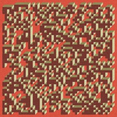 Edward Zajecs 2. Cubo 'nun 1971' deki uygulaması. Esasen 8 taştan oluşan bir Truchet fayans seti ve yerleştirme sanatı illüstrasyonu için kurallar  