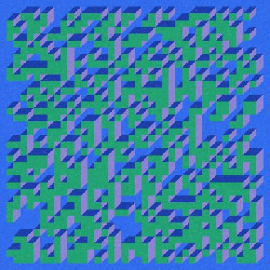Edward Zajecs 2. Cubo 'nun 1971' deki uygulaması. Esasen 8 taştan oluşan bir Truchet fayans seti ve yerleştirme sanatı illüstrasyonu için kurallar 