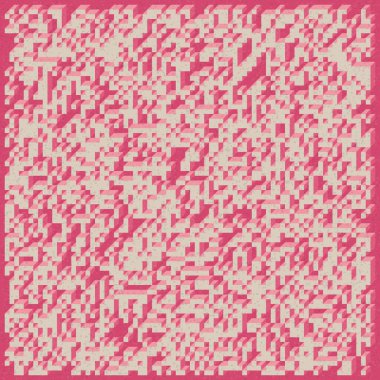 Edward Zajecs 2. Cubo 'nun 1971' deki uygulaması. Esasen 8 taştan oluşan bir Truchet fayans seti ve yerleştirme sanatı illüstrasyonu için kurallar 