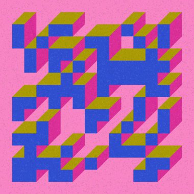 Edward Zajecs 2. Cubo 'nun 1971' deki uygulaması. Esasen 8 taştan oluşan bir Truchet fayans seti ve yerleştirme sanatı illüstrasyonu için kurallar  