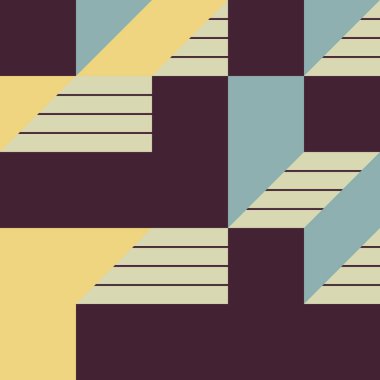 Edward Zajecs 2. Cubo 'nun 1971' deki uygulaması. Esasen 8 taştan oluşan bir Truchet fayans seti ve yerleştirme sanatı illüstrasyonu için kurallar 