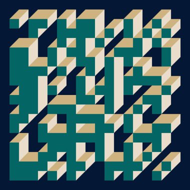 Edward Zajecs 2. Cubo 'nun 1971' deki uygulaması. Esasen 8 taştan oluşan bir Truchet fayans seti ve yerleştirme sanatı illüstrasyonu için kurallar 