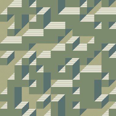 Edward Zajecs 2. Cubo 'nun 1971' deki uygulaması. Esasen 8 taştan oluşan bir Truchet fayans seti ve yerleştirme sanatı illüstrasyonu için kurallar 