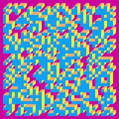 Edward Zajecs 2. Cubo 'nun 1971' deki uygulaması. Esasen 8 taştan oluşan bir Truchet fayans seti ve yerleştirme sanatı illüstrasyonu için kurallar  