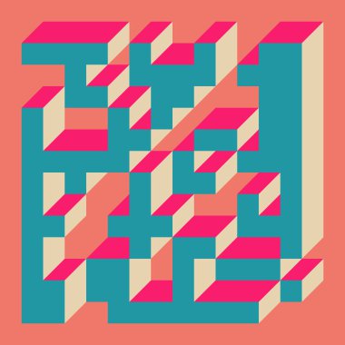 Edward Zajecs 2. Cubo 'nun 1971' deki uygulaması. Esasen 8 taştan oluşan bir Truchet fayans seti ve yerleştirme sanatı illüstrasyonu için kurallar  