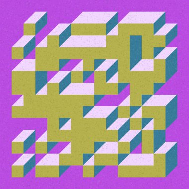 Edward Zajecs 2. Cubo 'nun 1971' deki uygulaması. Esasen 8 taştan oluşan bir Truchet fayans seti ve yerleştirme sanatı illüstrasyonu için kurallar 