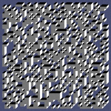 Edward Zajecs 2. Cubo 'nun 1971' deki uygulaması. Esasen 8 taştan oluşan bir Truchet fayans seti ve yerleştirme sanatı illüstrasyonu için kurallar  