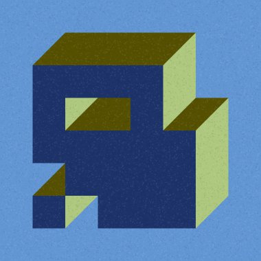 Edward Zajecs 2. Cubo 'nun 1971' deki uygulaması. Esasen 8 taştan oluşan bir Truchet fayans seti ve yerleştirme sanatı illüstrasyonu için kurallar  