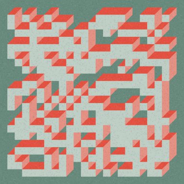 Edward Zajecs 2. Cubo 'nun 1971' deki uygulaması. Esasen 8 taştan oluşan bir Truchet fayans seti ve yerleştirme sanatı illüstrasyonu için kurallar 