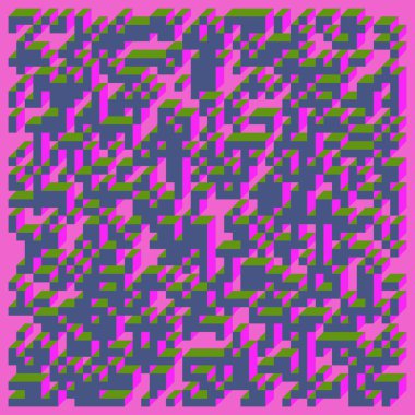 Edward Zajecs 2. Cubo 'nun 1971' deki uygulaması. Esasen 8 taştan oluşan bir Truchet fayans seti ve yerleştirme sanatı illüstrasyonu için kurallar 