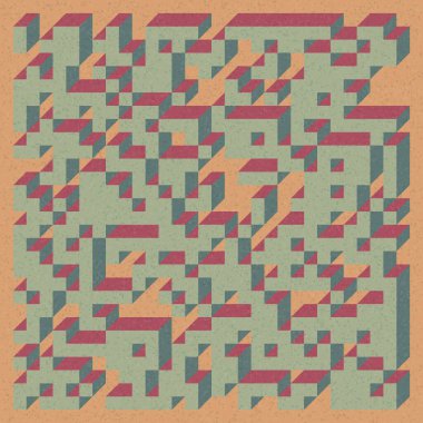 Edward Zajecs 2. Cubo 'nun 1971' deki uygulaması. Esasen 8 taştan oluşan bir Truchet fayans seti ve yerleştirme sanatı illüstrasyonu için kurallar 