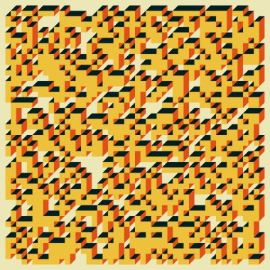 Edward Zajecs 2. Cubo 'nun 1971' deki uygulaması. Esasen 8 taştan oluşan bir Truchet fayans seti ve yerleştirme sanatı illüstrasyonu için kurallar  