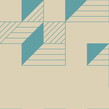 Edward Zajecs 2. Cubo 'nun 1971' deki uygulaması. Esasen 8 taştan oluşan bir Truchet fayans seti ve yerleştirme sanatı illüstrasyonu için kurallar 