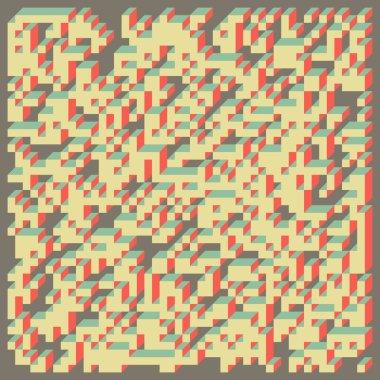 Edward Zajecs 2. Cubo 'nun 1971' deki uygulaması. Esasen 8 taştan oluşan bir Truchet fayans seti ve yerleştirme sanatı illüstrasyonu için kurallar 