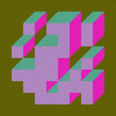 Edward Zajecs 2. Cubo 'nun 1971' deki uygulaması. Esasen 8 taştan oluşan bir Truchet fayans seti ve yerleştirme sanatı illüstrasyonu için kurallar 