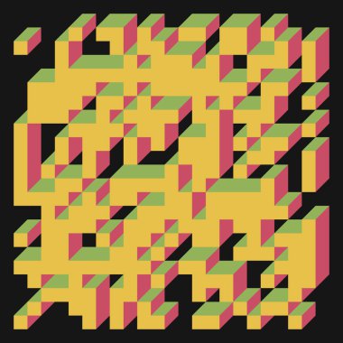 Edward Zajecs 2. Cubo 'nun 1971' deki uygulaması. Esasen 8 taştan oluşan bir Truchet fayans seti ve yerleştirme sanatı illüstrasyonu için kurallar 