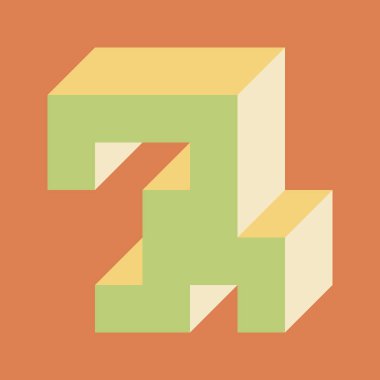 Edward Zajecs 2. Cubo 'nun 1971' deki uygulaması. Esasen 8 taştan oluşan bir Truchet fayans seti ve yerleştirme sanatı illüstrasyonu için kurallar  