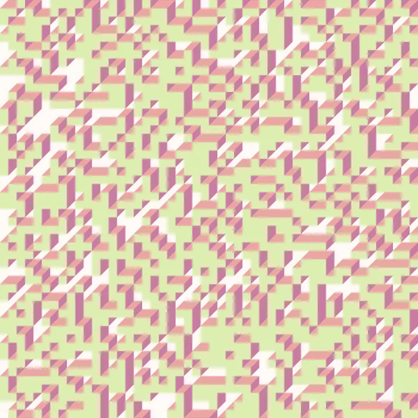 Edward Zajecs 2. Cubo 'nun 1971' deki uygulaması. Esasen 8 taştan oluşan bir Truchet fayans seti ve yerleştirme sanatı illüstrasyonu için kurallar 