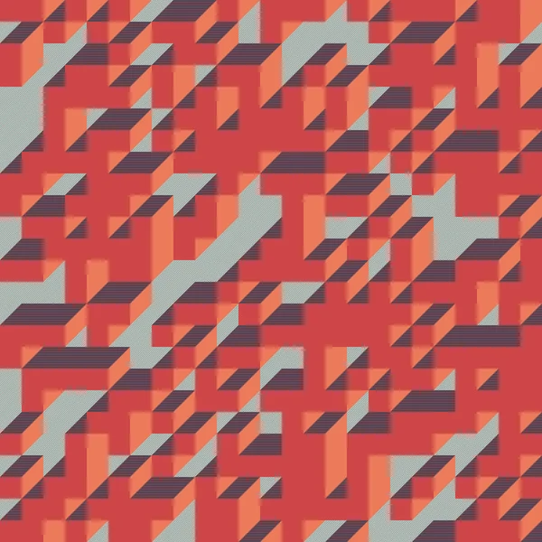 Edward Zajecs 2. Cubo 'nun 1971' deki uygulaması. Esasen 8 taştan oluşan bir Truchet fayans seti ve yerleştirme sanatı illüstrasyonu için kurallar  