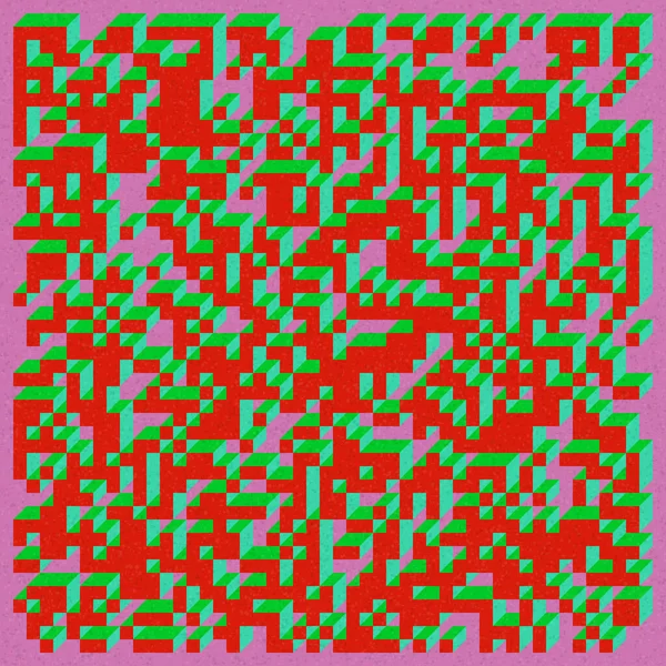 Edward Zajecs 2. Cubo 'nun 1971' deki uygulaması. Esasen 8 taştan oluşan bir Truchet fayans seti ve yerleştirme sanatı illüstrasyonu için kurallar 