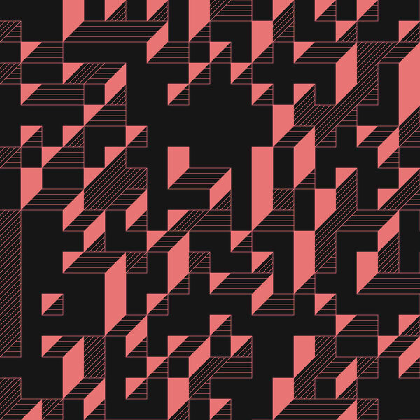 Implementation of Edward Zajecs Il Cubo from 1971. Essentially a Truchet tile set of 8 tiles and rules for placement art illustration 