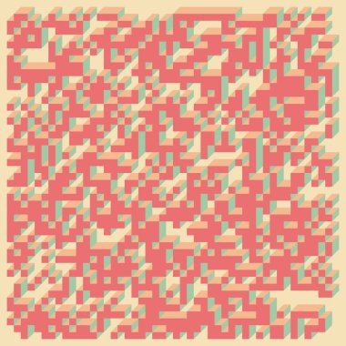 Edward Zajecs 2. Cubo 'nun 1971' deki uygulaması. Esasen 8 taştan oluşan bir Truchet fayans seti ve yerleştirme sanatı illüstrasyonu için kurallar 