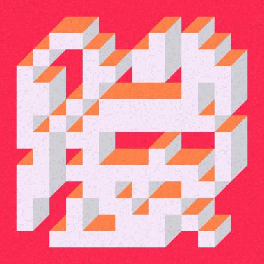 Edward Zajecs 2. Cubo 'nun 1971' deki uygulaması. Esasen 8 taştan oluşan bir Truchet fayans seti ve yerleştirme sanatı illüstrasyonu için kurallar 