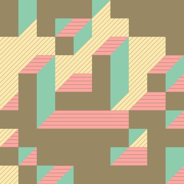 Edward Zajecs 2. Cubo 'nun 1971' deki uygulaması. Esasen 8 taştan oluşan bir Truchet fayans seti ve yerleştirme sanatı illüstrasyonu için kurallar 