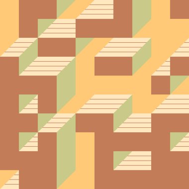 Edward Zajecs 2. Cubo 'nun 1971' deki uygulaması. Esasen 8 taştan oluşan bir Truchet fayans seti ve yerleştirme sanatı illüstrasyonu için kurallar 