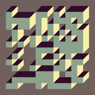 Edward Zajecs 2. Cubo 'nun 1971' deki uygulaması. Esasen 8 taştan oluşan bir Truchet fayans seti ve yerleştirme sanatı illüstrasyonu için kurallar 