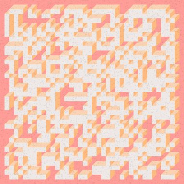 Edward Zajecs 2. Cubo 'nun 1971' deki uygulaması. Esasen 8 taştan oluşan bir Truchet fayans seti ve yerleştirme sanatı illüstrasyonu için kurallar 