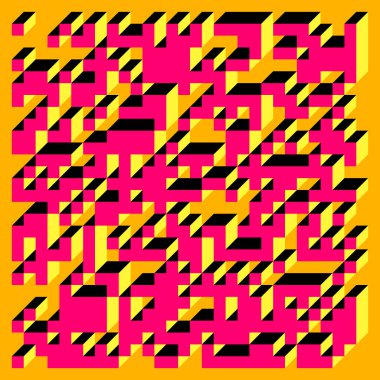 Edward Zajecs 2. Cubo 'nun 1971' deki uygulaması. Esasen 8 taştan oluşan bir Truchet fayans seti ve yerleştirme sanatı illüstrasyonu için kurallar 