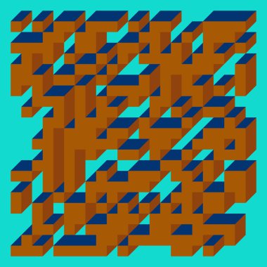 Edward Zajecs 2. Cubo 'nun 1971' deki uygulaması. Esasen 8 taştan oluşan bir Truchet fayans seti ve yerleştirme sanatı illüstrasyonu için kurallar 