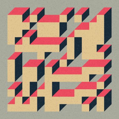 Edward Zajecs 2. Cubo 'nun 1971' deki uygulaması. Esasen 8 taştan oluşan bir Truchet fayans seti ve yerleştirme sanatı illüstrasyonu için kurallar 