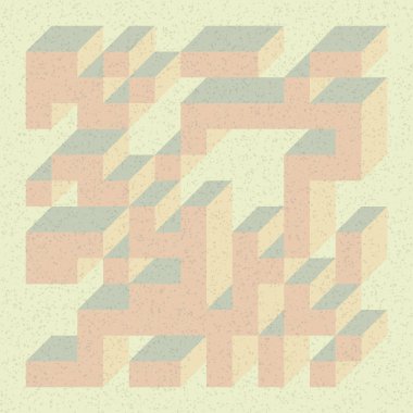 Edward Zajecs 2. Cubo 'nun 1971' deki uygulaması. Esasen 8 taştan oluşan bir Truchet fayans seti ve yerleştirme sanatı illüstrasyonu için kurallar 