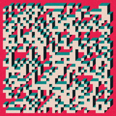 Edward Zajecs 2. Cubo 'nun 1971' deki uygulaması. Esasen 8 taştan oluşan bir Truchet fayans seti ve yerleştirme sanatı illüstrasyonu için kurallar  