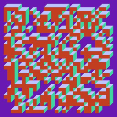 Edward Zajecs 2. Cubo 'nun 1971' deki uygulaması. Esasen 8 taştan oluşan bir Truchet fayans seti ve yerleştirme sanatı illüstrasyonu için kurallar 