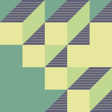 Edward Zajecs 2. Cubo 'nun 1971' deki uygulaması. Esasen 8 taştan oluşan bir Truchet fayans seti ve yerleştirme sanatı illüstrasyonu için kurallar  