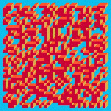 Edward Zajecs 2. Cubo 'nun 1971' deki uygulaması. Esasen 8 taştan oluşan bir Truchet fayans seti ve yerleştirme sanatı illüstrasyonu için kurallar 