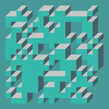 Edward Zajecs 2. Cubo 'nun 1971' deki uygulaması. Esasen 8 taştan oluşan bir Truchet fayans seti ve yerleştirme sanatı illüstrasyonu için kurallar 