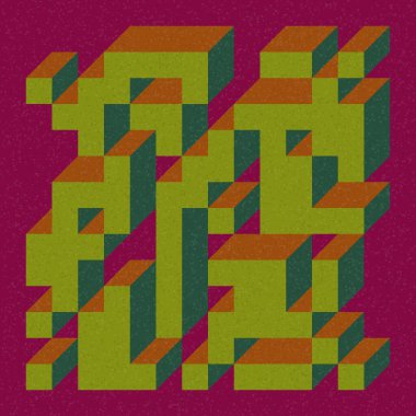 Edward Zajecs 2. Cubo 'nun 1971' deki uygulaması. Esasen 8 taştan oluşan bir Truchet fayans seti ve yerleştirme sanatı illüstrasyonu için kurallar 