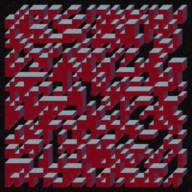 Edward Zajecs 2. Cubo 'nun 1971' deki uygulaması. Esasen 8 taştan oluşan bir Truchet fayans seti ve yerleştirme sanatı illüstrasyonu için kurallar 