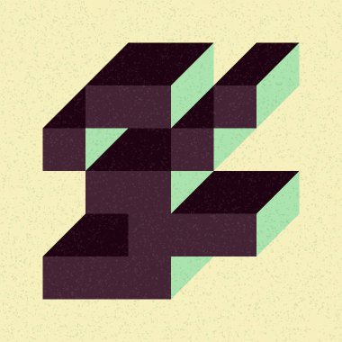 Edward Zajecs 2. Cubo 'nun 1971' deki uygulaması. Esasen 8 taştan oluşan bir Truchet fayans seti ve yerleştirme sanatı illüstrasyonu için kurallar 